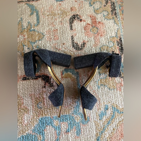 Marni Felt Wool Dark Grey Block Heel Sandals Size 37 - Picture 6 of 15